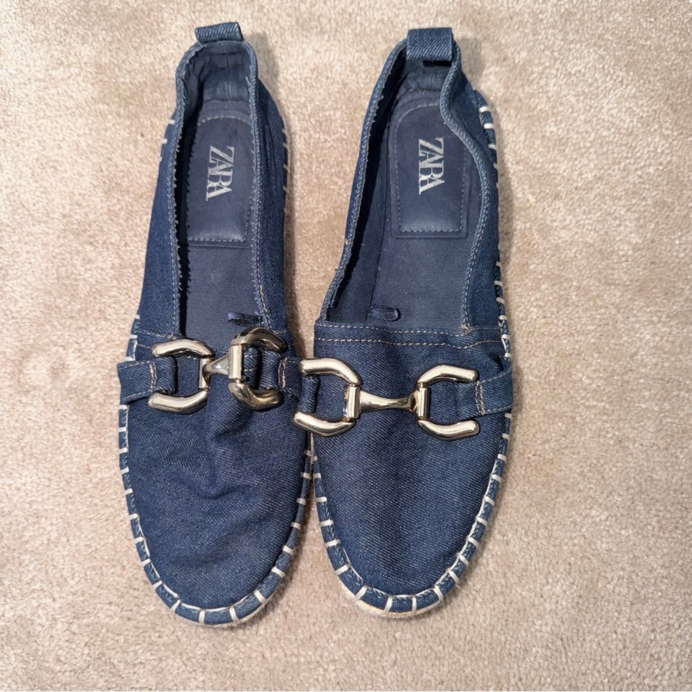 Zara Women's Denim Espadrilles with Silver Buckle ☀️